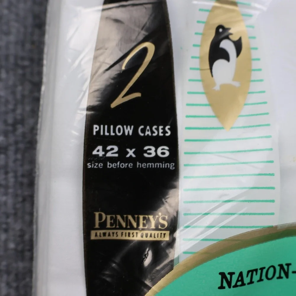 Vintage Penney's Nation-Wide Muslin Pillow Cases 42x36 100% Cotton‎ NIP Set Of 2